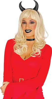 Produktbild von Dämonischer Halloween Haarreif Kostüm Accessoire Rot Party Teufelshörner Haarband Für Erwachsene Gruseliger Dämon Auftritt Fasching Horror, Farbe: Schwarz