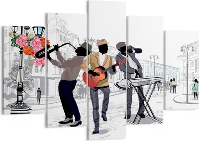 Produktbild von Bild auf Leinwand - Leinwandbild - Musik Instrumente Straße Stadt - 150x100cm - Wand Bild - Wanddeko - Leinwanddruck - Bilder - Kunstdruck - Leinwand bilder - Wandkunst - EA150x100-2933