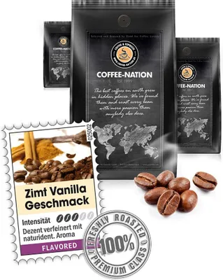 Produktbild von Kaffee ZIMT & VANILLA aromatisiert von Coffee-Nation, 500g Bohnen