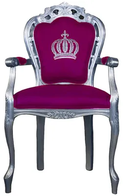 Produktbild von Casa Padrino Luxus Barock Esszimmerstuhl mit Armlehnen Pompöös von Harald Glööckler Pink / Silber 48 x 54 x 105 cm