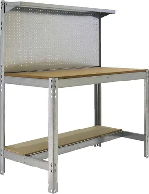 Produktbild von Werkbank Buffalo mit Werkzeugwand und Ablage | HxBxT 84x90x61cm | Traglast 400kg | Verzinkt Werktisch Arbeitstisch Arbeitsbank Werkstattbank