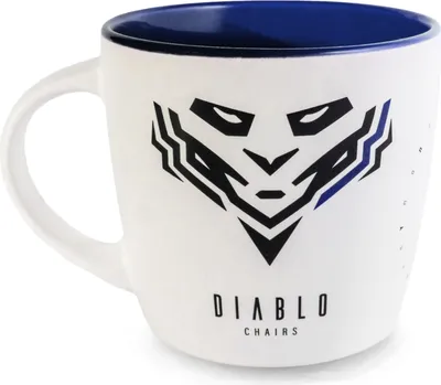 Produktbild von Diablo Keramik Becher Teebecher Kaffebecher Trinkbecher 300 ml Weiß-Blau