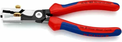 Produktbild von KNIPEX 13 62 180 SB StriX® Abisolierzangen mit Kabelschere mit Mehrkomponenten-Hüllen schwarz atramentiert 180 mm