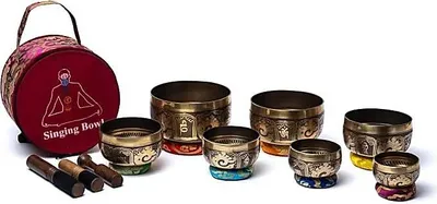 Zdjęcie produktu dla Zestaw mis dźwiękowych czakr „Oczy Buddy” z torbą — ±4475 g – zamów online