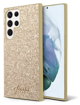 Produktbild von Guess Glitter Script Hülle Für Samsung Galaxy S24 Ultra - Gold
