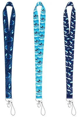 Produktbild von Schlüsselbänder für Kinder mit Schlüsselring, 3 Stück. Schlüsselbänder mit Wal-Motiv, Sicherheitsschlüsselhalter und Armband für Lehrer.