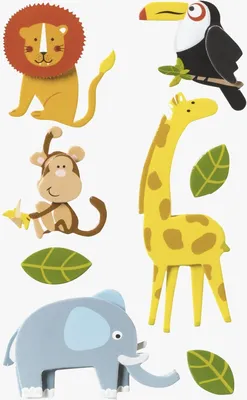 Produktbild von Sticker-Etikett Zootiere 8 Stück 4-farbig Packung mit 6 Stück