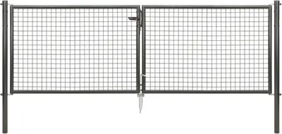 Image de Alberts 602963 Porte double en grillage ondulé, anthracite métallique, largeur 300 cm, hauteur 100 cm