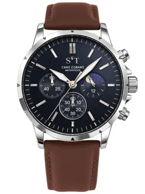 Produktbild von S&T Design Cano Cobano – Herren Chronograph Uhr mit dunkelblauem Ziffernblatt & Edelstahlgehäuse