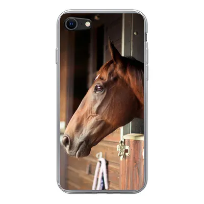 Produktbild von MuchoWow® Handyhülle Schutzhülle Hülle für iPhone SE 2020 Pferd - Stall - Sonne Silikon Softcase Handy Hülle - Kartenbesitzer