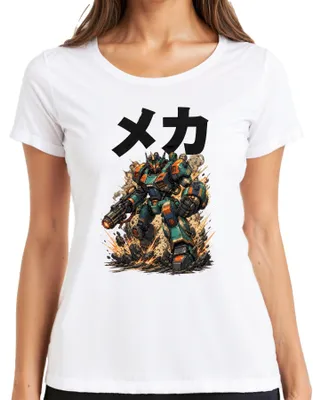 Productafbeelding van Mech-robot gevechtsmachine, sciencefiction anime, Japan, mech, Y2K, Gundam, dames T-shirt, wit, maat S
