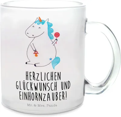 Produktbild von Mr. & Mrs. Panda Trinkglas Einhorn Baby - Transparent - Geschenk, Unicorn, Tee Tasse, Einhörner, Geburt, Teetasse aus Glas, Geburtstag, glastasse, Mutter, Pott