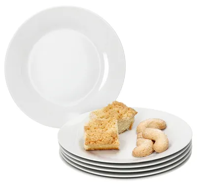 Image de lot de 6 assiettes à gâteaux Tommy blanches Porcelaine 6 personnes Assiettes à dessert