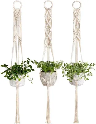 Image de Lot de 3 suspensions pour plantes, 99 cm, décoration bohème