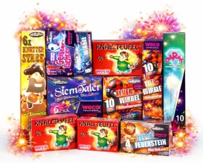 Immagine prodotto di Set da festa "Kuddelmuddel" extra grande, composto da 180 pezzi – Fuochi d'artificio "F1" per Capodanno e compleanni, edizione 2027 (Kuddelmuddel)
