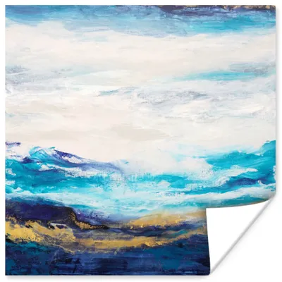 Produktbild von MuchoWow® Poster Blau - Malerei - Abstrakt - Farbe 75x75 cm - Wand Dekoration