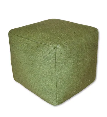 Immagine prodotto di Pouf&Pillows Pouf quadrato - Fatto a mano - Verde - In lana e cotone - Pouf di tessuto - 40x40x35 cm