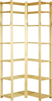 Produktbild von Eckregal PINEPEAK | HxBxT 220x85x38cm | 7 Fachboden | 1,2cm dickes Kiefernholz | Natur