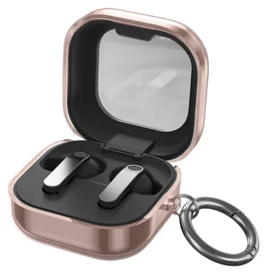 Produktbild von Elastische Hülle mit Karabiner für Galaxy Buds 4 / 4 Pro, Bizon Case Headphone Clear, Transparent-Golden
