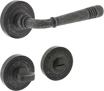 Produktbild von Türdrücker Fenstergriff Rosettengarnitur Antik Grau Vintage Stil Türbeschlag Zamak WC DIN Norm