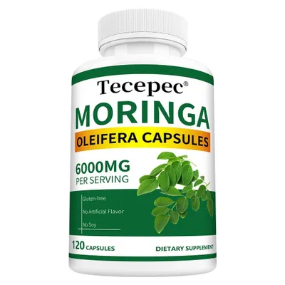 Produktbild von Moringa Oleifera 6000mg (120 Kapseln) Nahrungsergänzungsmittel, Anti-Aging, Herz, Immunsystem, Körpergesundheit, Prostata, Stoffwechsel, Verdauung