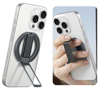 Image de Support magnétique 2-en-1 pour téléphone, portable, noir