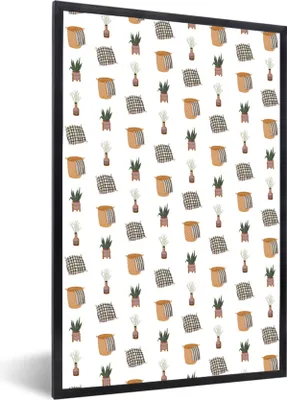 Produktbild von MuchoWow® MuchoWow® Gerahmtes Poster Wohnzimmer - Accessoires - Muster 60x90 cm - Poster mit zchwarzem Bilderrahmen - Kunst