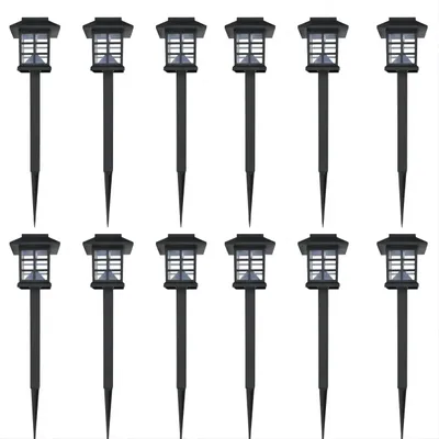 Image de Lot de 12 lampes solaires d'extérieur à LED (avec piquets) 8,6 x 8,6 x 38 cm