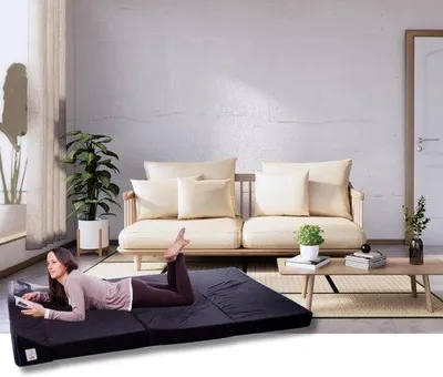 Productafbeelding van Famanu Opklapbare lig- en zitmat met hoofdsteun - Grijs - 200 x 70 x 10 cm