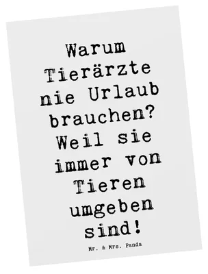 Produktbild von Mr. & Mrs. Panda Ansichtskarte Spruch Tierarzt Freude - Weiß - Geschenk, Grußkarte, Berufsgestaltung, Postkarten, Kunstkarten, Beruf, Ansichtskarten, Tierärzte, Hunde