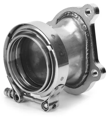 Image de Bride de sortie en acier inoxydable pour turbocompresseur, diamètre 3 pouces, avec colletage en forme de "V" et joint d'étanchéité, compatible avec les véhicules Toyota