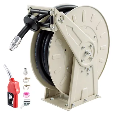 Produktbild von VEVOR Kraftstoffschlauchaufroller, 19,05 mm x 15,24 m, extra langer, einziehbarer Dieselschlauchaufroller, robuste Konstruktion aus Kohlenstoffstahl mit automatischer Kraftstoffdüse, NBR-Gummischlauch für Flugzeuge, Schiffe, Fahrzeuge, Tanklastwagen, 20,68 bar