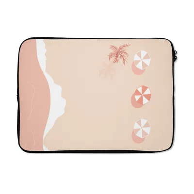 Produktbild von MuchoWow® Laptop Hülle 14 ZollStrand - Palme - Sonnenschirme Laptoptasche - Laptoptasche - Stoßsicher - Schutzhaube