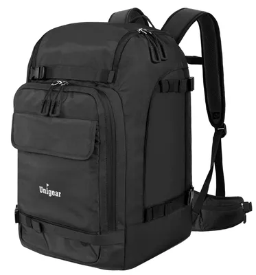 Skischoentas 70L Rucksack mit Helmfach, Nylon, Schwarz