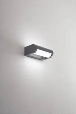 Produktbild von LED-Wandleuchte aus pulverbeschichtetem Aluminium, anthrazit matt, 12 W, 3000 K, moderner Außenstrahler mit verstellbarem Diffusor - Perenz