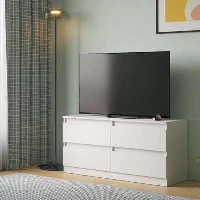 Produktbild von Fernsehtisch SOLA - Weiß - 4 Schubladen - Breite 127 cm, Höhe 61 cm, Tiefe 44 cm