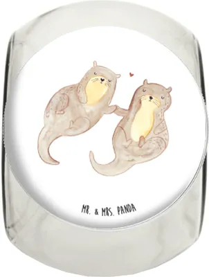 Produktbild von Mr. & Mrs. Panda Teedose Otter Hände halten XL 2000ml - Weiß - Geschenk, Liebe, Glasdose, Seeotter, Verliebt, Lebensmittelbehälter, aufbewahrungsglas, glücklich