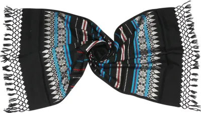 Produktbild von Schal – Schwarz 1 – Indisches Muster mit Fransen – 70 x 190 cm – Halstuch