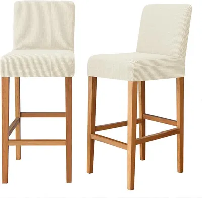 Produktbild von Jacquard-Barstuhlbezug in Creme – Formstabil und strapazierfähig für Hocker
