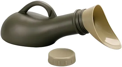 Produktbild von PolkaHome® Tragbares Urinal für Männer und Frauen – 1000 ml, Khaki, mit Deckel, für Reisen & Camping