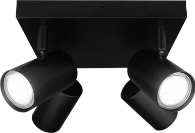 Produktbild von Ledvion - LED Deckenstrahler, Schwarz 4-lights, Dimmbare, 5W, 6500K, Quadrat, GU10 Fassung, IP20, Kippbar, inkl. GU10 Lampe