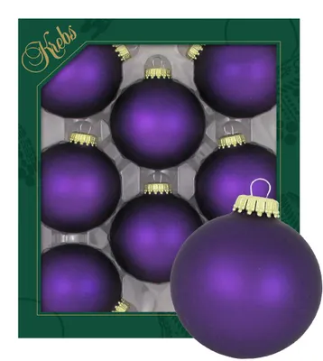 Produktbild von Krebs Glas Lauscha Kugeln im 8er Set - Satin-Lila - Christbaumschmuck aus Glas - Unifarbende Kugeln - Größe: 7cm - 70273