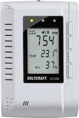 Produktbild von VOLTCRAFT CO-100 Kohlendioxid-Messgerät 0 - 3000 ppm mit Datenloggerfunktion, Wandmontage