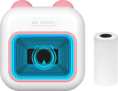 Produktbild von Mini-Taschen-Thermo-Sofortfotodrucker, 7-Farben-LED-Licht, Etikettendrucker, Bluetooth-Verbindung, kompatibel mit Android- oder iOS-App-Unterstuetzung, Quittungsetiketten, Memoaufkleber, Notizen, Listen, Sammelalben, DIY-Tagebuchbilder, mit 1 Papierrolle (57 x 25 mm)