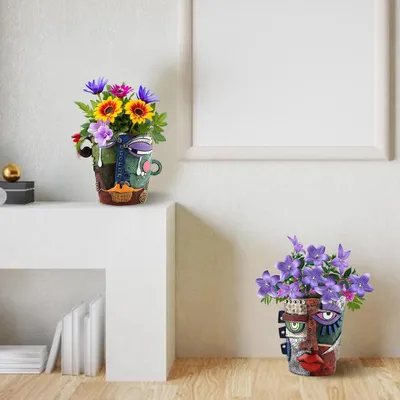 Produktbild von Abstrakter Blumentopf mit Drainage - Dekorativer Pflanzer für Zimmer-Sukkulenten und Pflanzen