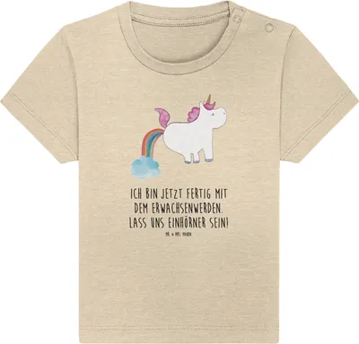 Produktbild von Mr. & Mrs. Panda Babyshirt Einhorn Pupsen 12. - 18. Monat - Natural Raw - Geschenk, Organic Baby Shirt, Regenbogen, Baumwollshirt, Pups, Unicorn, Lustig,  T-Shirt