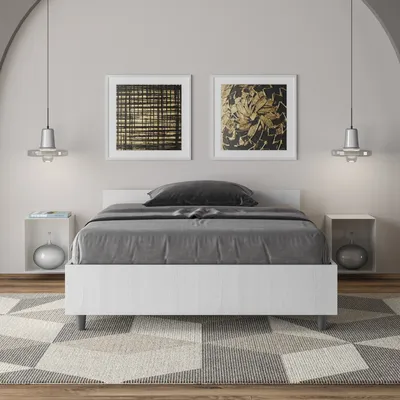 Produktbild von Bett anderthalb Quadratmeter 120x200 in weißem Holz mit Lattenrost Nuamo