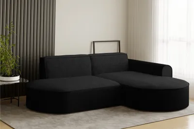 Produktbild von Ecksofa Designersofa BONDY in Stoff Neve Schwarz Ottomane Rechts