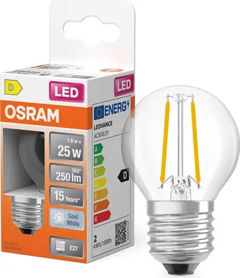 Produktbild von Osram LED Filament P45 Tropfen 1,8W = 25W E27 klar 250lm neutralweiß 4000K