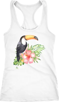 Produktbild von Damen Tank-Top Tucan Tropical Summer Jungle Paradise Hummingbird Racerback Neverless® weiß M